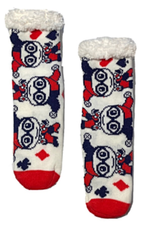 DC COMICS Ladies HARLEY QUINN Sherpa Lined Gripper Bottom Slipper Socks - Novelty Socks for Less