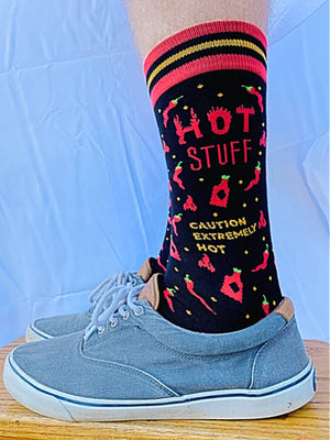 GROOVY THINGS Men’s HOT STUFF Socks HOT SAUCE & HOT PEPPERS - Novelty Socks for Less