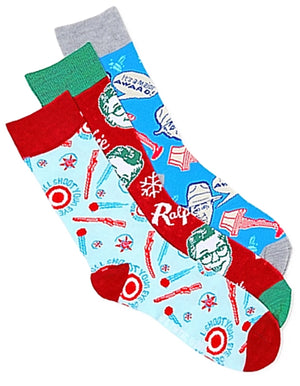 A CHRISTMAS STORY Men’s 3 Pair Of Socks Gift Set BIOWORLD Brand - Novelty Socks for Less