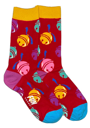 FUN SOCKS Brand Ladies CHRISTMAS JINGLE BELLS Socks - Novelty Socks for Less