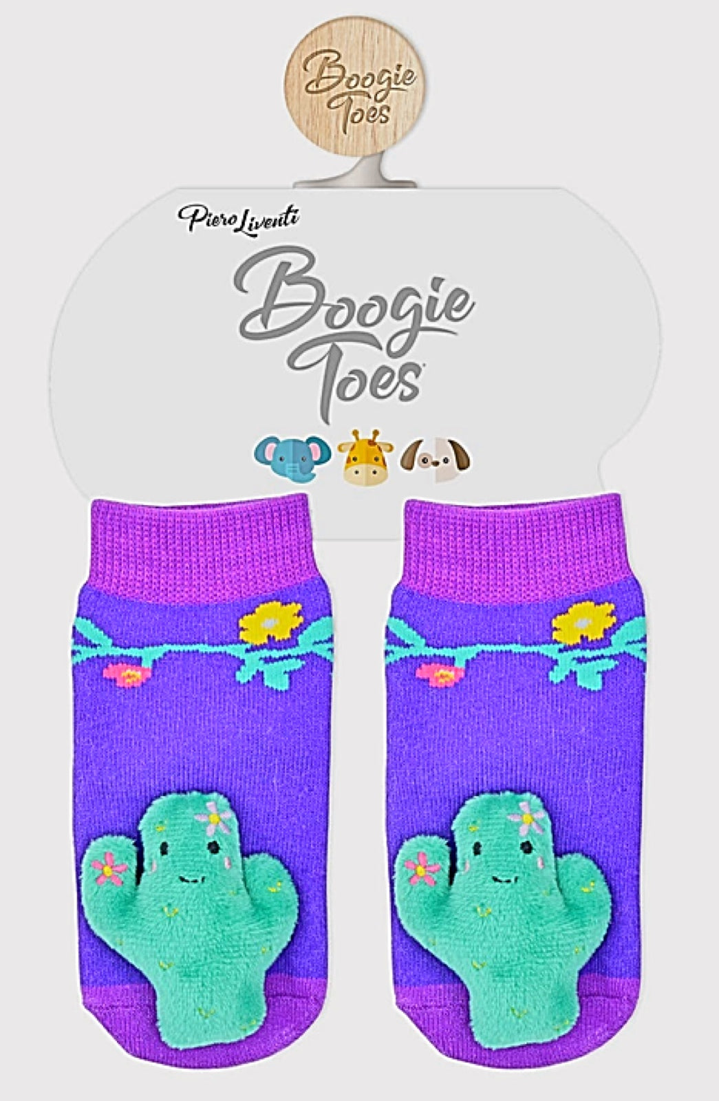 BOOGIE TOES Unisex Baby CACTUS PLANT Rattle Gripper Bottom Socks By PIERO LIVENTI - Novelty Socks for Less