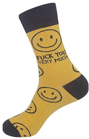 FUNATIC Brand Unisex FUCK YOU VERY MUCH Socks With SMILEY FACES - Novelty Socks for Less