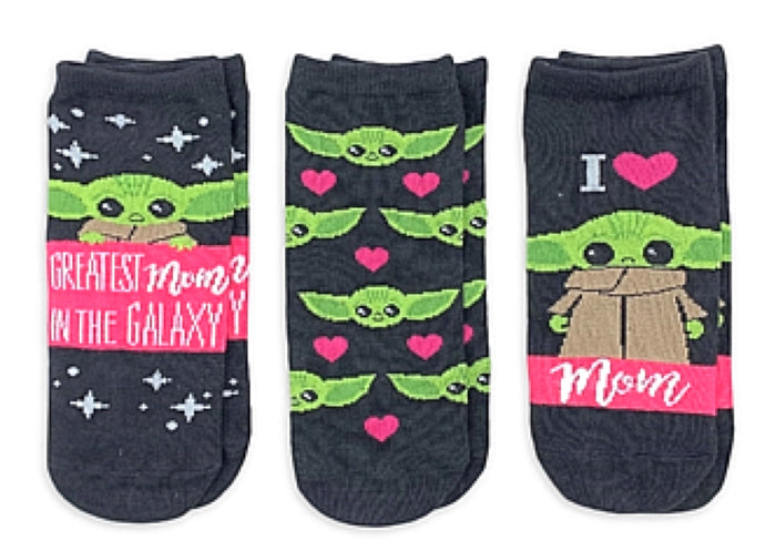 STAR WARS Ladies MOTHER’S DAY BABY YODA 3 Pair No Show Socks 'GREATEST MOM IN THE GALAXY'