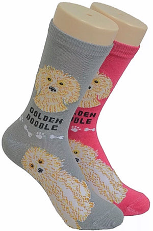 FOOZYS Ladies 2 Pair GOLDENDOODLE DOG - Novelty Socks for Less