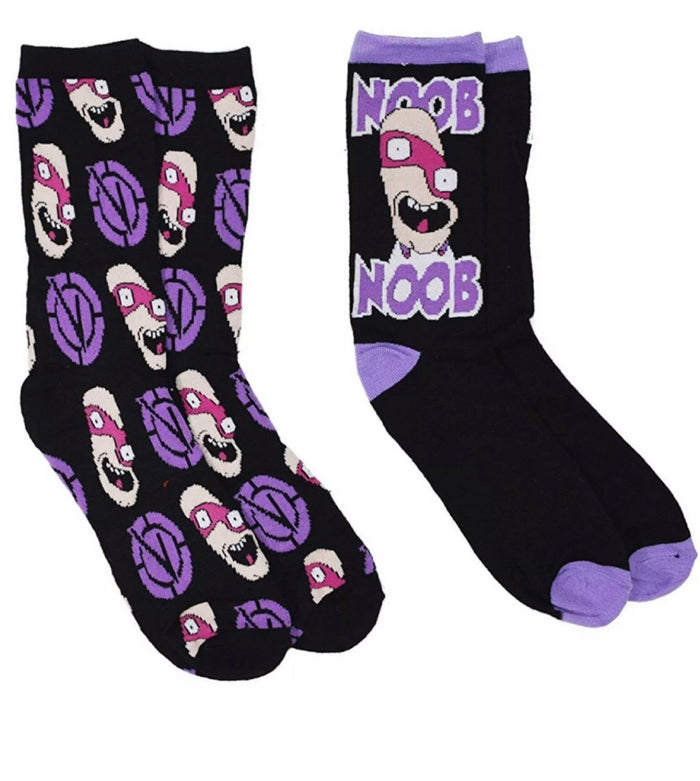 RICK AND MORTY Men's 2 Pair of Socks 'NOOB NOOB'