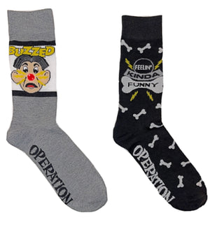 HASBRO OPERATION MEN’S 2 PAIR OF SOCKS ‘BUZZED’ - Novelty Socks for Less