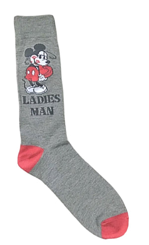 DISNEY’S MICKEY MOUSE Mens Valentine’s Day ‘LADIES MAN’ Socks - Novelty Socks for Less