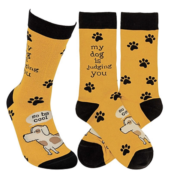 PRIMITIVES BY KATHY Unisex DOG Socks ‘MY DOG IS JUDGING YOU SO BE COOL’