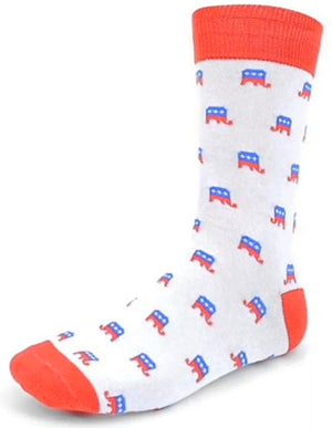 Parquet Brand Men’s REPUBLICAN ELEPHANT SOCKS - Novelty Socks for Less