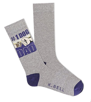 K. BELL Brand Men’s #1 DOG DAD Socks - Novelty Socks for Less
