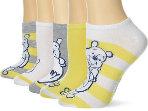 DISNEY WINNIE THE POOH Ladies 5 Pair Of No Show Socks With PIGLET - Novelty Socks for Less