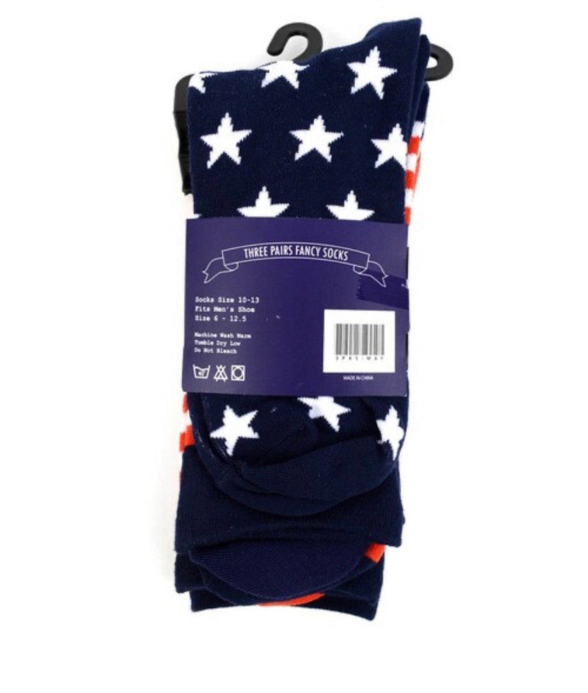 PARQUET Brand Mens 3 Pair AMERICAN FLAG Socks - Novelty Socks for Less