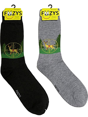 FOOZYS Men’s 2 Pair DEER HUNTING/HUNTER - Novelty Socks for Less