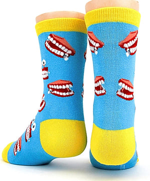 FOOT TRAFFIC Brand Kids CHATTY TEETH Socks Shoe Size 12-5 - Novelty Socks for Less