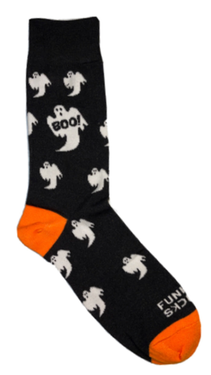 FUNKY SOCKS BRAND Men’s GHOST HALLOWEEN Socks SAYS 'BOO'