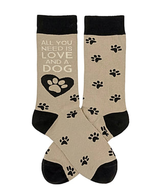 PRIMITIVES BY KATHY Unisex Dog Socks ‘ALL YOU NEED IS LOVE & A DOG’ - Novelty Socks for Less
