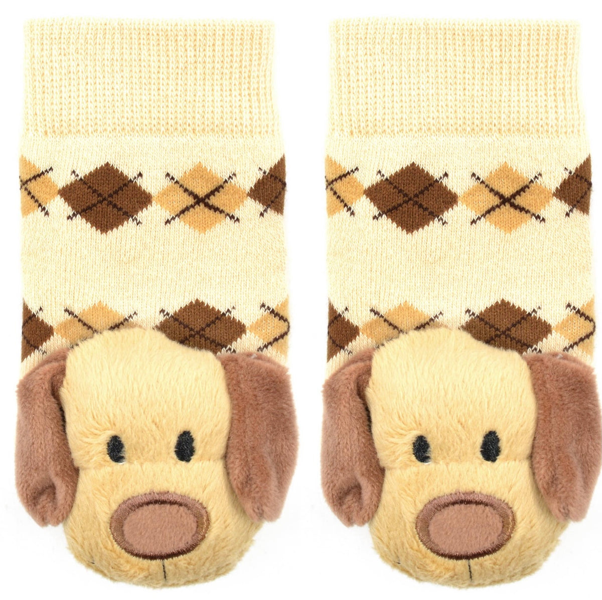 BOOGIE TOES Unisex Baby DOG RATTLE GRIPPER BOTTOM SOCKS By PIERO LIVENTI - Novelty Socks for Less