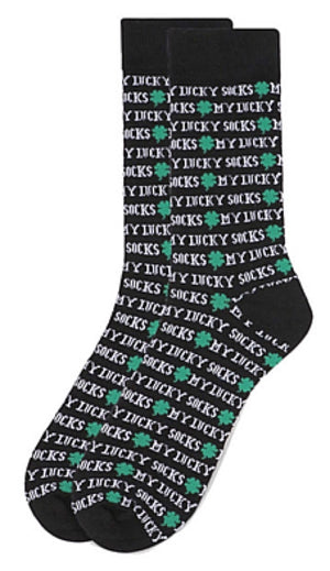 Parquet Brand Men’s St. Patrick's Day Socks ‘MY LUCKY SOCKS’ WITH CLOVERS - Novelty Socks for Less