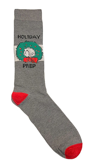 PEANUTS Men’s SLEEPING SNOOPY CHRISTMAS SOCKS SAYS ‘HOLIDAY PREP’ - Novelty Socks for Less