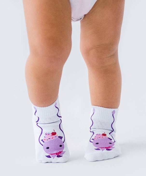 SQUID SOCKS Brand UNISEX Infant/Toddler 3 Pair Of STAY ON Socks ‘CLAIRE COLLECTION’ - Novelty Socks for Less