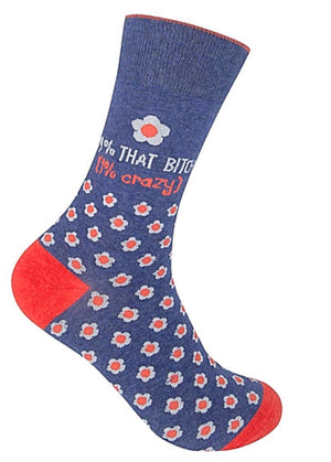 FUNATIC Brand Unisex Socks ‘99% THAT BITCH 1% CRAZY’ - Novelty Socks for Less