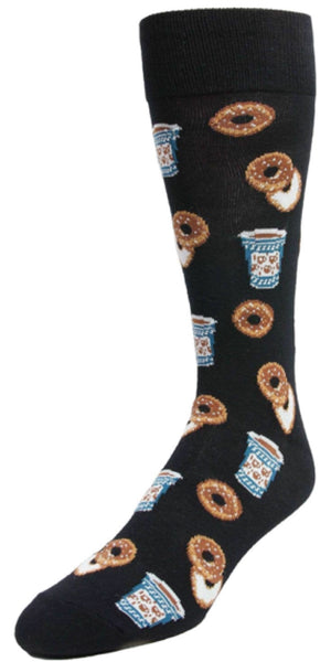 MeMoi BRAND MEN’S BAGEL SHOP SOCKS ‘BAGELS & COFFEE’ - Novelty Socks for Less