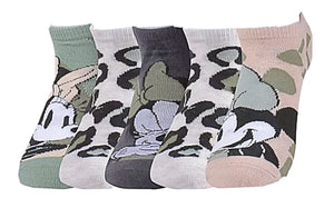 DISNEY Ladies 5 Pair MINNIE MOUSE No Show Socks ANIMAL PRINT - Novelty Socks for Less