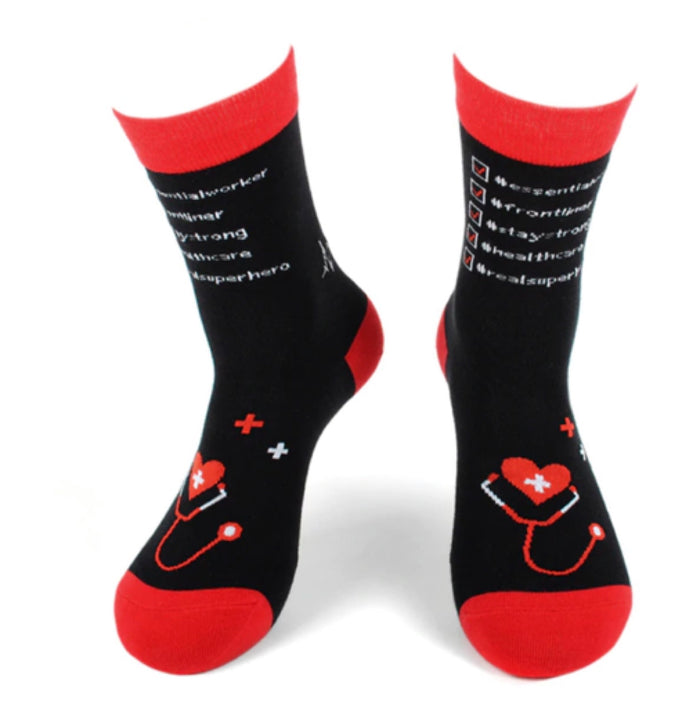 PARQUET BRAND Ladies HEALTHCARE Doctor Nurse Socks ‘IT’s A BEAUTIFUL DAY TO SAVE  LIVES’
