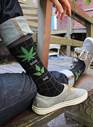 FOOT TRAFFIC Brand Men’s MARIJUANA Socks ‘GOOD WEED BAD WEED’ - Novelty Socks for Less