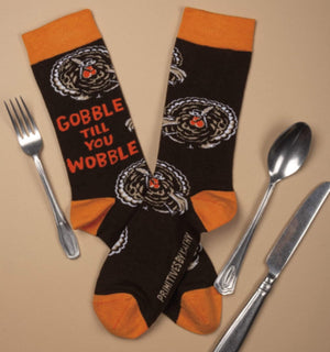 PRIMITIVES BY KATHY Unisex Thanksgiving ‘GOBBLE TIL YOU WOBBLE’ SOCKS - Novelty Socks for Less