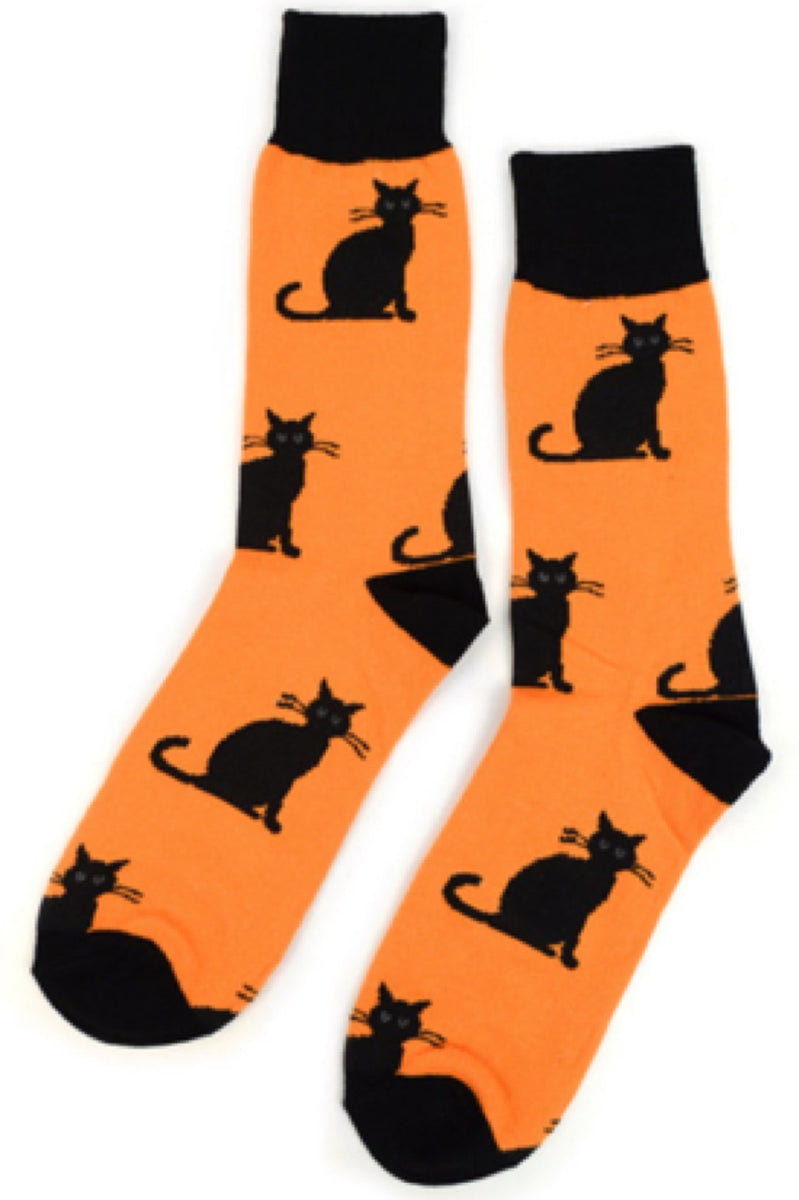 PARQUET BRAND Men’s HALLOWEEN BLACK CATS Socks Novelty Socks for Less