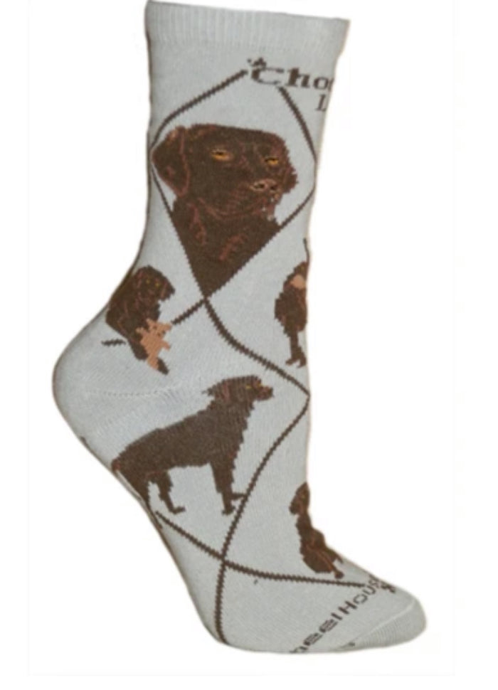 WHEEL HOUSE Designs Brand Men’s CHOCOLATE LABRADOR Dog Socks