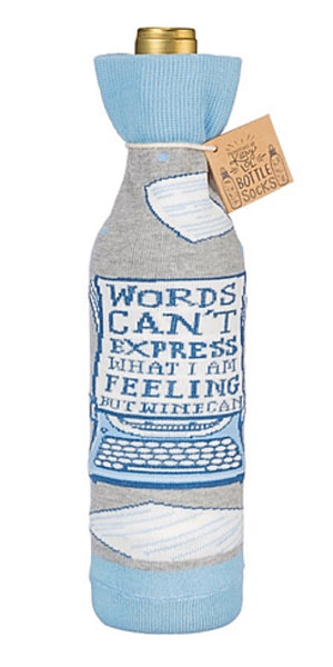 Primitives By Kathy BOTTLE SOCK ‘WORDS CAN’T EXPRESS WHAT I’M FEEING, BUT WINE CAN’ - Novelty Socks for Less