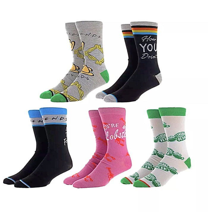 FRIENDS TV SHOW Men’s 5 Pair Socks Gift Set ‘YOU’RE MY LOBSTER’ BIOWORLD Brand