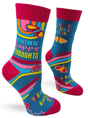 FABDAZ BRAND LADIES 'THINK HAPPY THOUGHTS YOU ARE WORTH IT’ SOCKS - Novelty Socks for Less