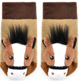 BOOGIE TOES Baby Unisex BROWN HORSE Rattle GRIPPER BOTTOM Socks by PIERO LIVENTI - Novelty Socks for Less
