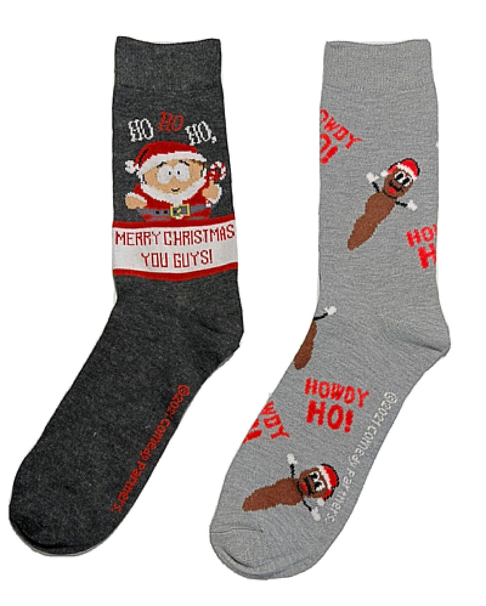 SOUTH PARK Men’s 2 Pair Of CHRISTMAS Socks Mr. HANKEY ‘HOWDY HO’ 'MERRY CHRISTMAS YOU GUYS'