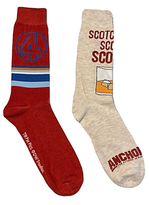 ANCHORMAN Movie Men’s 2 Pair Of Socks ‘SCOTCH SCOTCH SCOTCH’ - Novelty Socks for Less