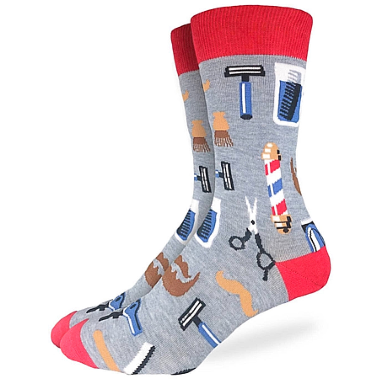 GOOD LUCK SOCK Brand Men’s BARBER SHOP SOCKS - Novelty Socks for Less