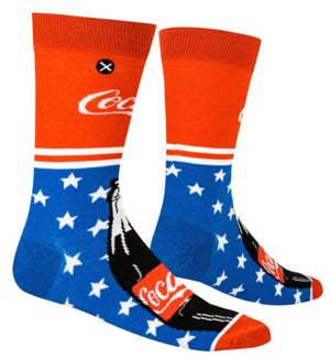 COCA-COLA MEN’S PATRIOTIC SPLIT CREW SOCKS ODD SOX BRAND - Novelty Socks for Less