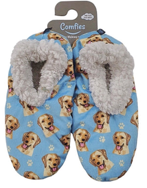 COMFIES Ladies YELLOW LAB DOG Non-Skid SLIPPERS - Novelty Socks for Less