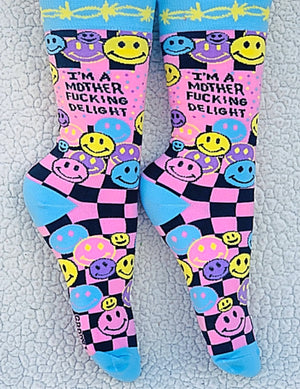 GROOVY THINGS Brand Ladies ‘I’M A MOTHER FUCKING DELIGHT’ Socks - Novelty Socks for Less