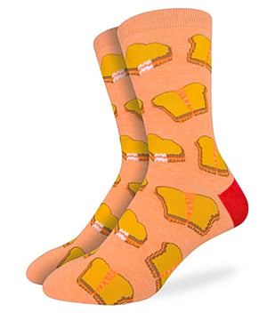 GOOD LUCK SOCK Brand Men’s GRILLED CHEESE Socks - Novelty Socks for Less