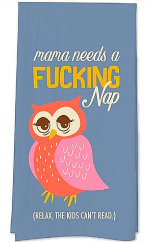 FUNATIC Brand Kitchen Tea Towel ‘MAMA NEEDS A FUCKING NAP (RELAX, THE KIDS CAN’T READ.) - Novelty Socks for Less