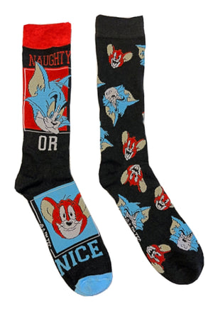 TOM & JERRY Men’s 2 Pair Of Socks ‘NAUGHTY OR NICE’ - Novelty Socks for Less