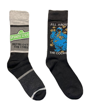 SESAME STREET Men’s 2 Pair Of COOKIE MONSTER Socks ‘ALL ABOUT THE COOKIE’ - Novelty Socks for Less