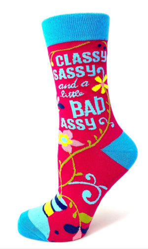 FABDAZ Brand Ladies CLASSY SASSY And A LITTLE BAD ASSY Socks - Novelty Socks for Less