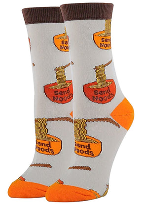 OOOH YEAH Brand Ladies RAMEN NOODLES Socks ‘SEND NOODS’ - Novelty Socks for Less