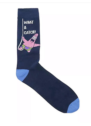 SPONGEBOB SQUAREPANTS Mens PATRICK Socks 'WHAT A CATCH' - Novelty Socks for Less