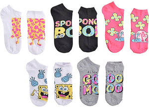 SPONGEBOB SQUAREPANTS Ladies 5 Pair Of No Show Socks ‘ALWAYS IN A GOOD MOOD’ - Novelty Socks for Less